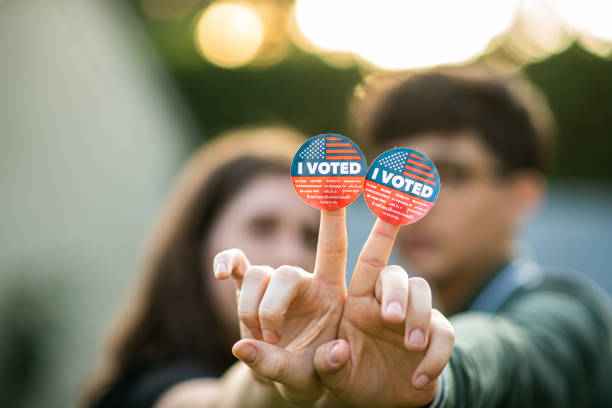 istock Millennials Wearing the I Voted Stickers 1279703709