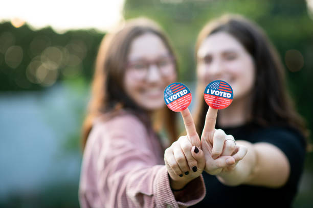 istock Millennials Wearing the I Voted Stickers 1279703716