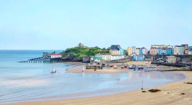 The famous colourful seafront of Tenby, Wales