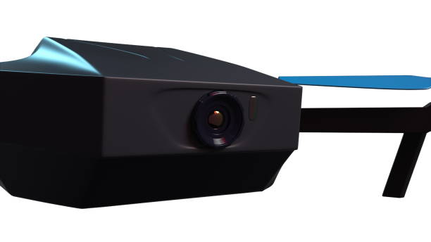 Drone quadrocopter with camera for aerial photography isolated, computer generated. 3d rendering modern technology background