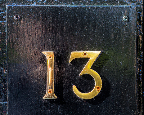Close-up of the Number 13.