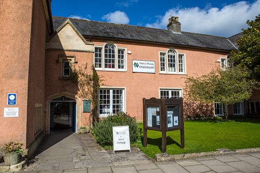 Wells, UK - March 16th 2020: The exterior of the Wells and Mendip Museum in the historic city of Wells in Somerset, UK.