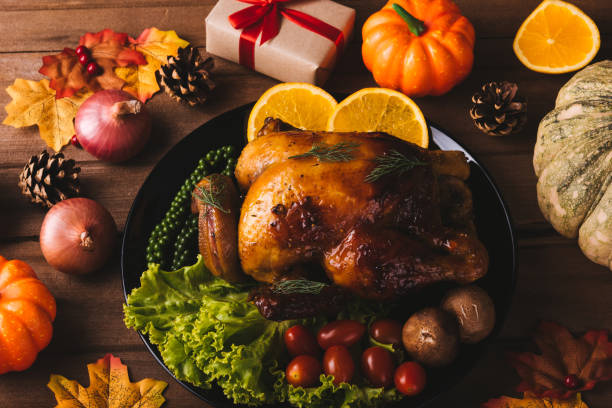 istock Thanksgiving roast turkey or chicken and vegetables 1279716343