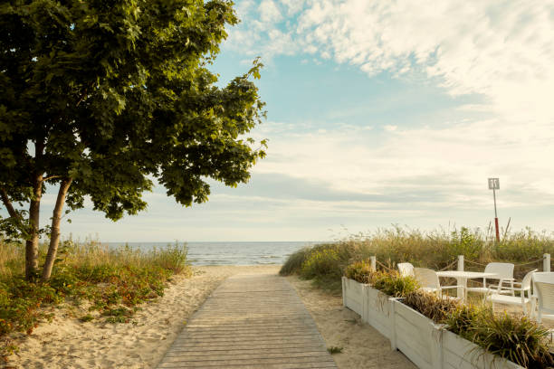 vista na praia do mar báltico na polônia - pomerania - fotografias e filmes do acervo