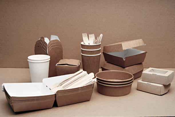 istock A set of paper and wood, environmentally friendly and biodegradable disposable tableware. Fast food, cafe. 1279718342