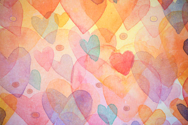 istock Colorful hearts and circles - watercolor painting 1279724392