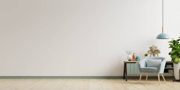 istock The interior has a armchair on empty white wall background 1279726723