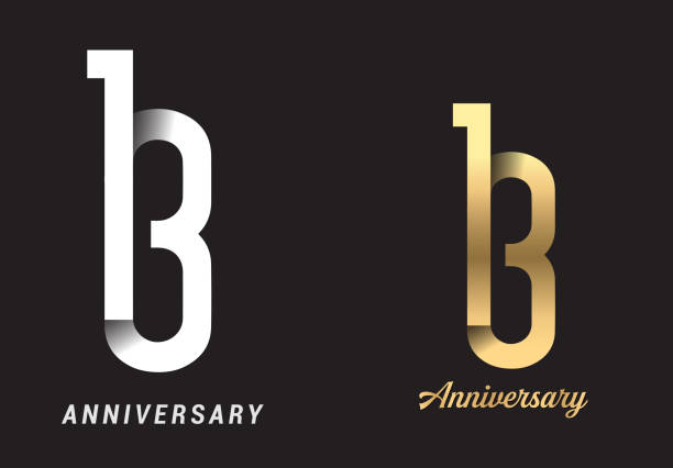 istock 13 years anniversary celebration logo design. Anniversary logo Paper cut letter and elegance golden color isolated on black background, vector design for celebration, invitation card, and greeting card 1279726878
