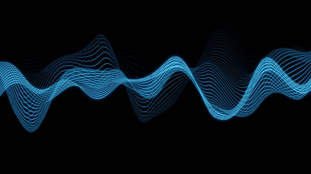 musik abstrakte equalizer sound visualisierung 3d rendering grafik mit blauen sci-fi-farbe auf dunklem hintergrund - digital signal stock-fotos und bilder