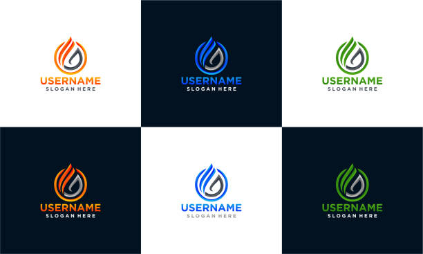 Set of gradient Abstract fire flame logo design template Set of gradient Abstract fire flame logo design template ems logo stock illustrations
