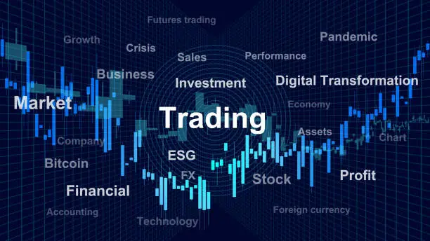 Vector illustration of Trading chart and Word cloud