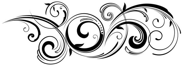 illustrazioni stock, clip art, cartoni animati e icone di tendenza di ornato vorticoso motivo floreale vettoriale - calligraphy growth scroll shape scroll