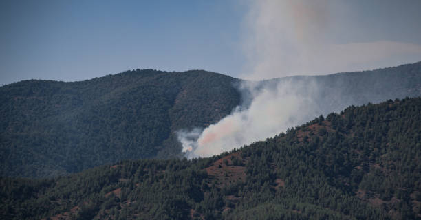 Free Stock Photo of Large Plume of Smoke Rising From Mountain Top ...