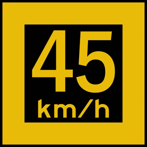 Vector illustration of 45 km/hr speed limit sign board.