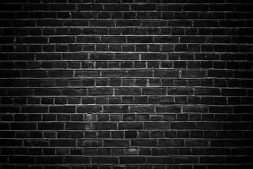 Black wall brick background with vignetting
