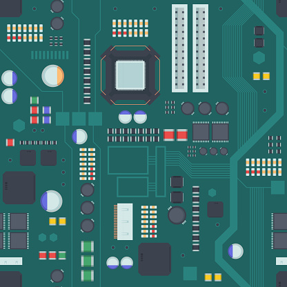 Pattern Mainboard Computer Motherboard Seamless Pattern Board Green With Inputs ...