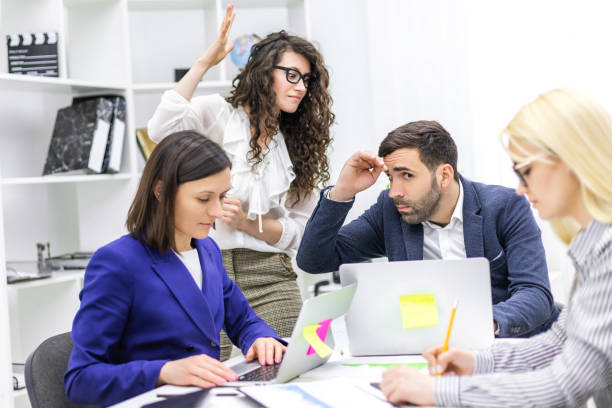 istock Copyspace of emotional work discussing in office. 1279748534