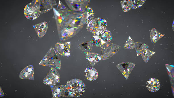 istock Brilliant round cut diamonds in the air 3D render 1279750325
