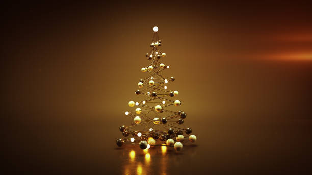 istock Red wireframe mesh of christmas tree 3D rendering 1279750384