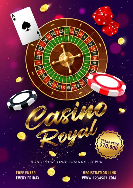 Vector illustration of Casino roulette win realistic vector banner