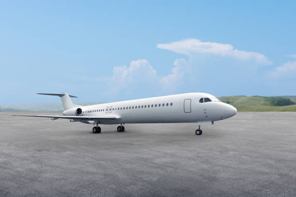 istock Airplane on the runway with landscapes views 1279757097