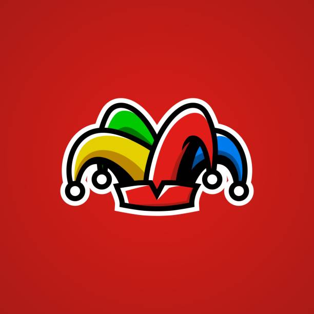 illustrations, cliparts, dessins animés et icônes de jester hat e sport vector icon illustration - jester clown harlequin bizarre