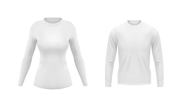 男性と女性のための長袖の白いシャツ - underwear men t shirt white点のイラスト素材／クリップアート素材／マンガ素材／アイコン素材