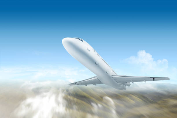 istock Airplane flying in the air 1279761952
