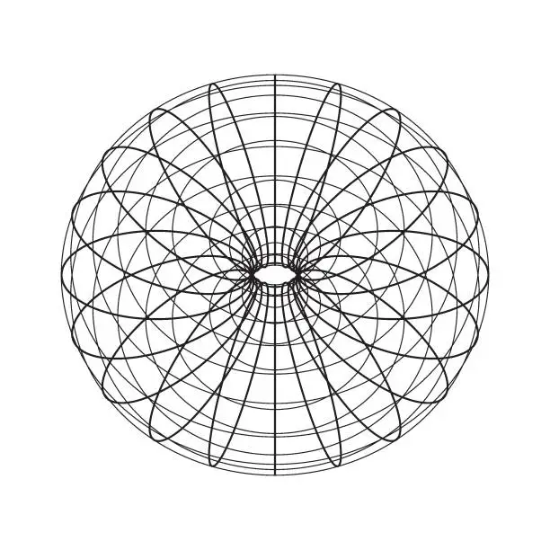 Vector illustration of Torus Topology Circle Geometry Mathematics on white background.