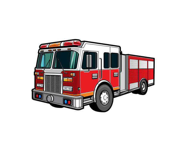 wóz strażacki, samochód strażacki strażaków - fire engine flash stock illustrations