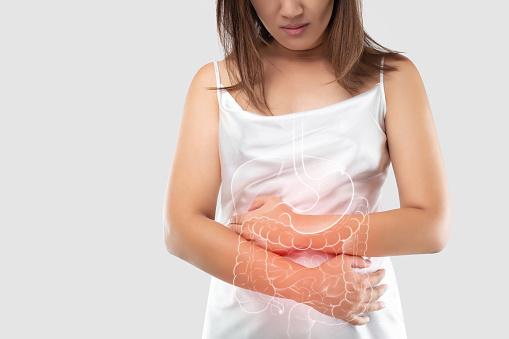intestino y órganos internos en el cuerpo de la mujer photo