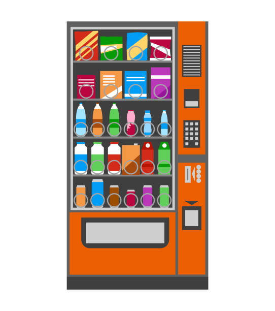 торговый автомат. плоский дизайн. - vending machine machine soda selling stock illustrations