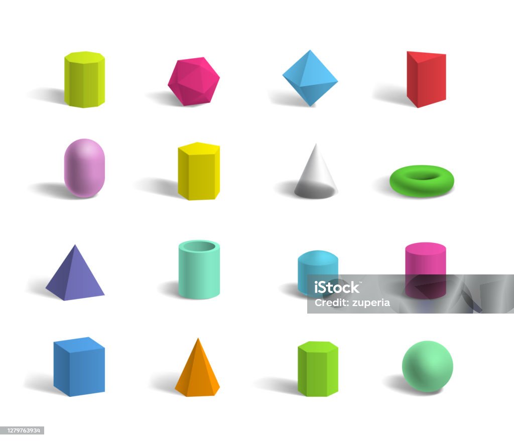 Tập Hợp Các Hình Dạng Hình Học 3d Cơ Bản Hình Cầu Đầy Màu Sắc ...