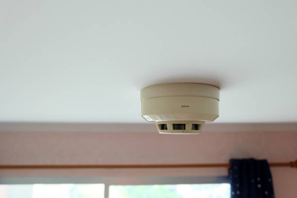 istock Smoke fire detector inside the condo bedroom, Selectived focus 1279766363