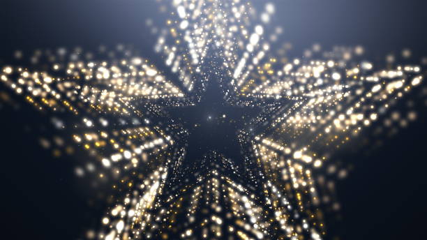 gold stars light glow awards nuit fond. - luxury illuminated ornate christmas decoration photos et images de collection