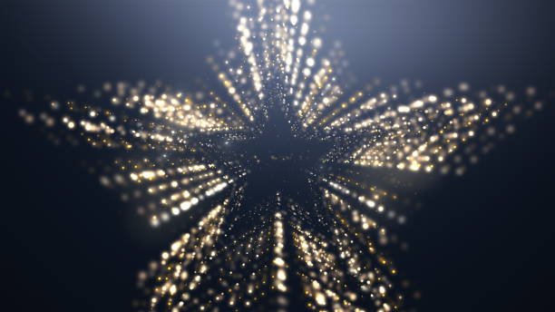 gold stars light glow awards nuit fond. - luxury illuminated ornate christmas decoration photos et images de collection