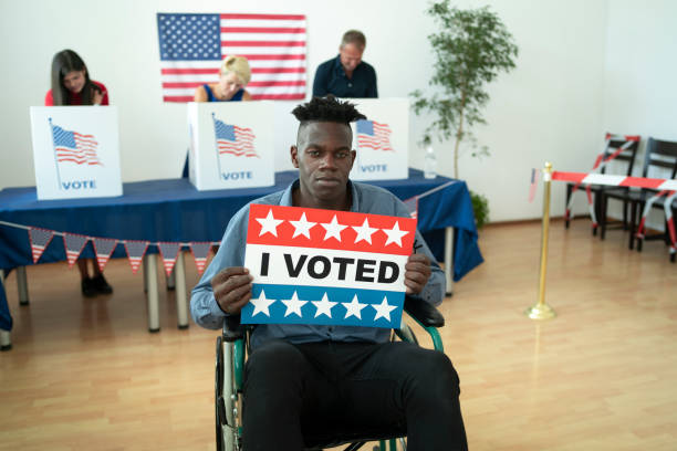 istock Young handicapped Afro-American man on Election Day 1279767290