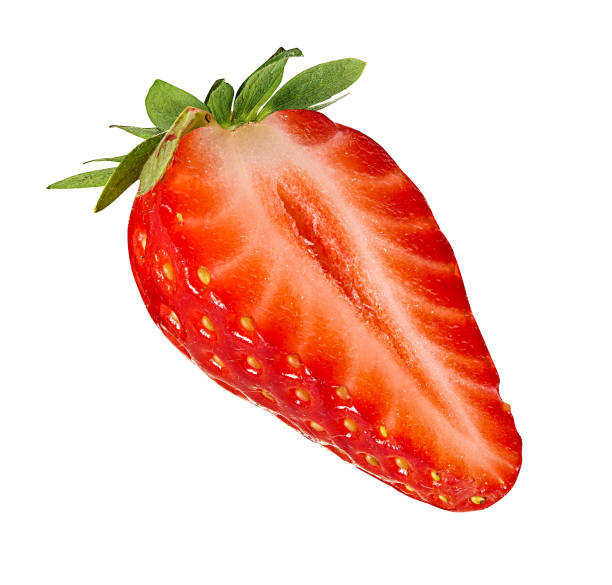 istock Halved strawberry isolated on white background 1279768685