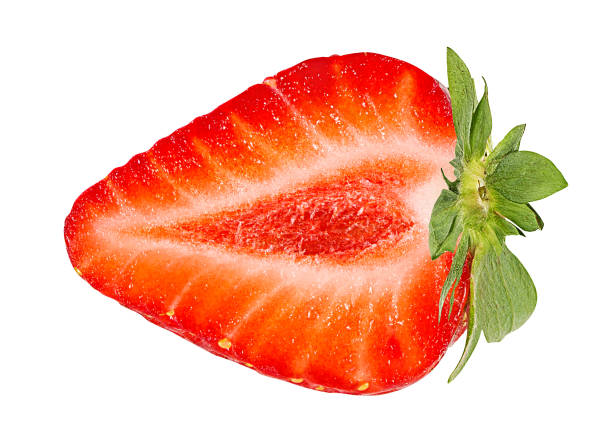istock Halved strawberry isolated on white background 1279768784