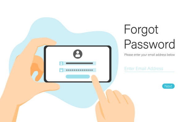istock Landing page illustration design people forgot her password. This design can be used for websites, landing pages, UI, mobile applications, posters, banners 1279772419