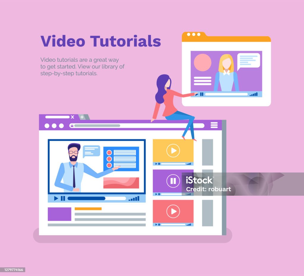 Sample Tutorials Content Video Tutorials Poster With Text Sample And Info Stock Illustration ...