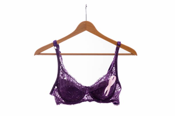 istock Pink bow bra against cancer on white background 1279775839