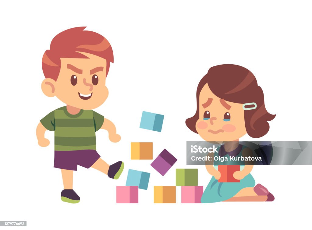 Ilustración de Juguetes Agresivos De Patadas De Bullying Chico De Dibujos Animados Rompe Cubos De Juguete Niña Llorando Niños Abuso Comportamiento Malos Modales Niños Conflicto En El Patio De Recreo Ilustración Vectorial Ilustración de Juguetes Agresivos De Patadas De Bullying Chico De Dibujos Animados Rompe Cubos De Juguete Niña Llorando Niños Abuso Comportamiento Malos Modales Niños Conflicto En El Patio De Recreo Ilustración Vectorial