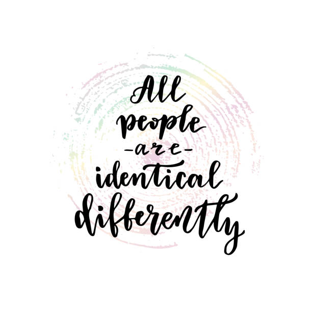 istock Vector hand lettering. Inspirational poster. Vector illustration with brush lettering. All people are identical differently 1279778193