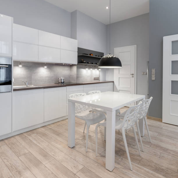 istock Kitchen with white furniture 1279780056