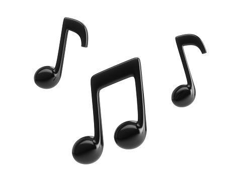 3d Rendering Black Music Notes isolated on white background
