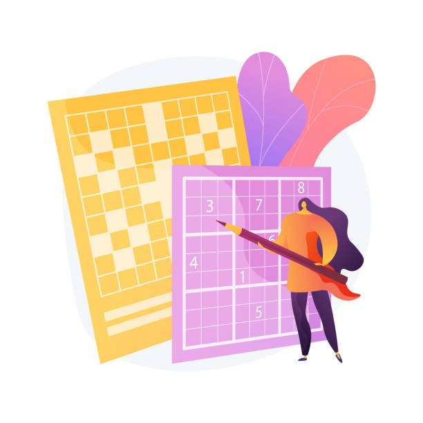 Do a crossword and sudoku abstract concept vector illustration. Do a crossword and sudoku abstract concept vector illustration. Stay home games and puzzles, keep your brain in shape, self-isolation time spending, quarantine leasure activity abstract metaphor. leasure games stock illustrations