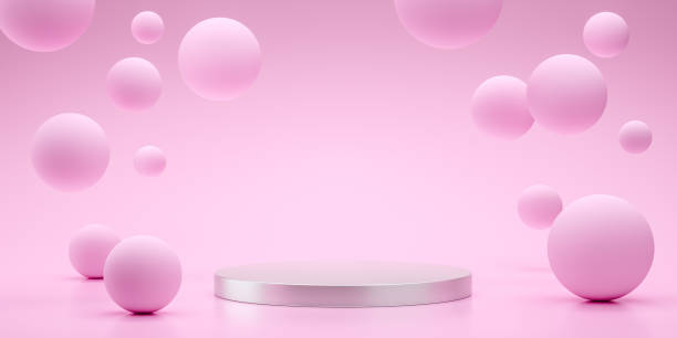 istock floating spheres 3d rendering empty space for product design show pink 1279782054