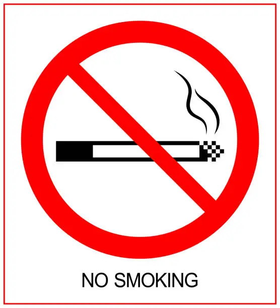 Vector illustration of Prohibition of Smoking a cigarette sign