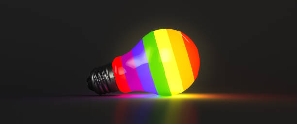 istock LGBT enlightenment and education concept. Rainbow colored light bulb with copy space 1279791076